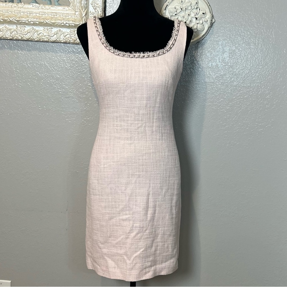 Karl Lagerfeld Blush Pink tweed shift dress - Picture 2 of 10